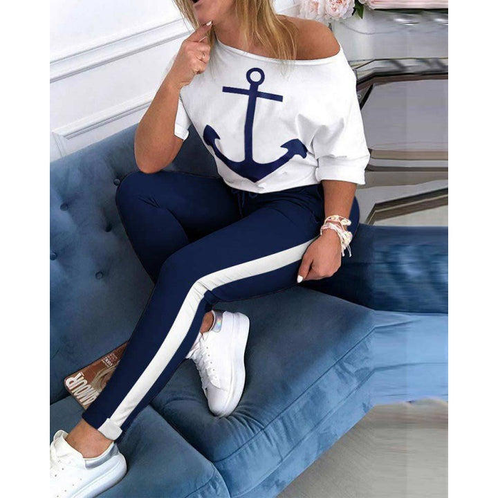 Damen lässiges Sweatshirt und sportliche Leggings Set Drune