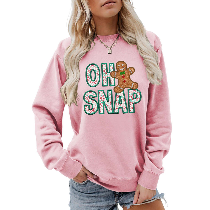 Damen Sweatshirt mit lustigem Lebkuchenmann-Motiv und funkelndem Schriftzug Drune