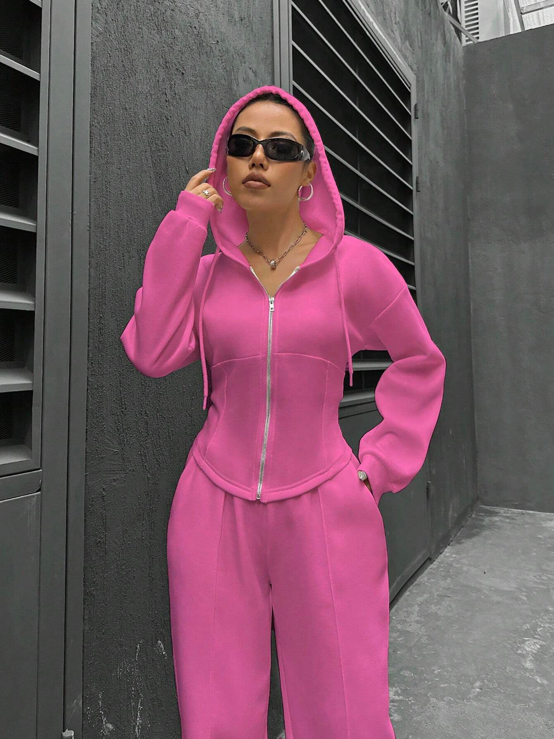 Damen modischer Zip-Hoodie mit tailliertem Schnitt Drune