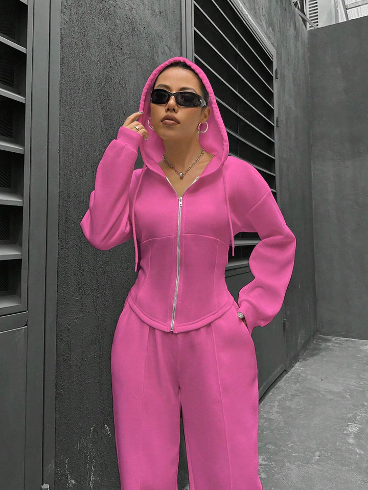 Damen modischer Zip-Hoodie mit tailliertem Schnitt Drune