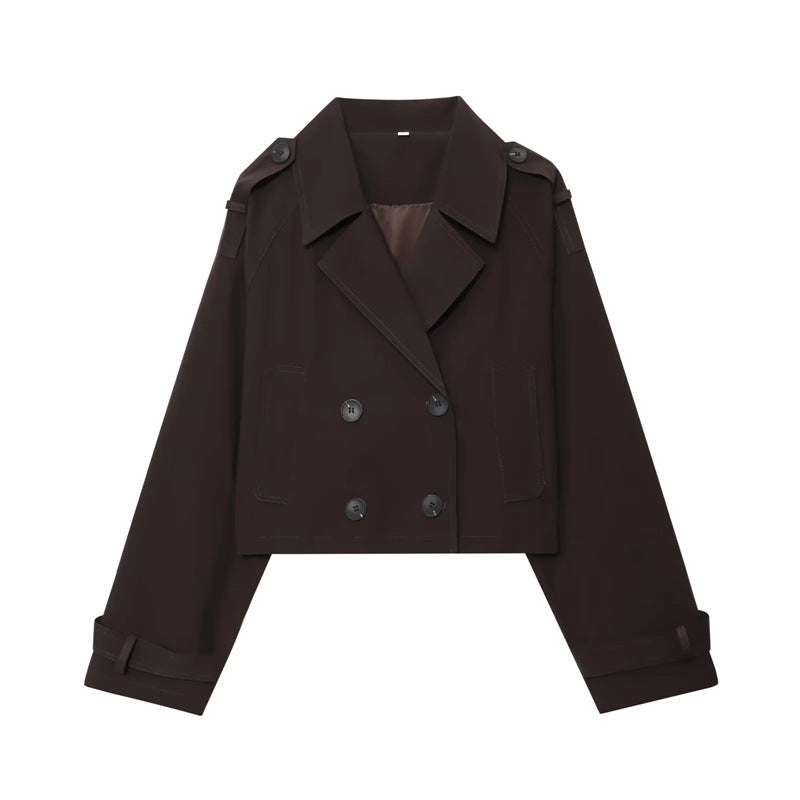 Damen Modische Kurzjacke im doppelten Knopfdesign Drune