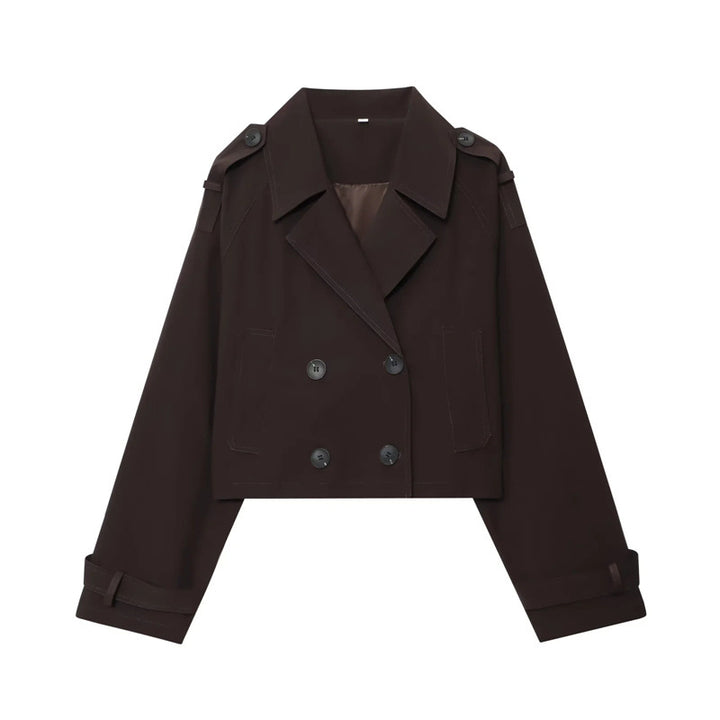 Damen Modische Kurzjacke im doppelten Knopfdesign Drune
