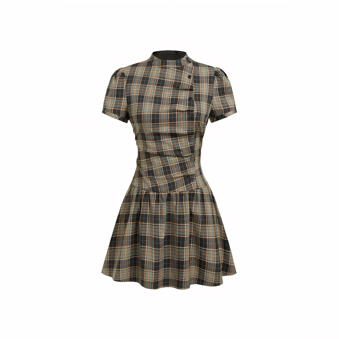 Damen Minikleid mit Knopfdetails und gerafftem Schnitt Drune