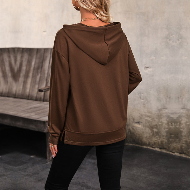 Damen lässiger Hoodie mit praktischer Kängurutasche und verstellbarem Tunnelzug Drune