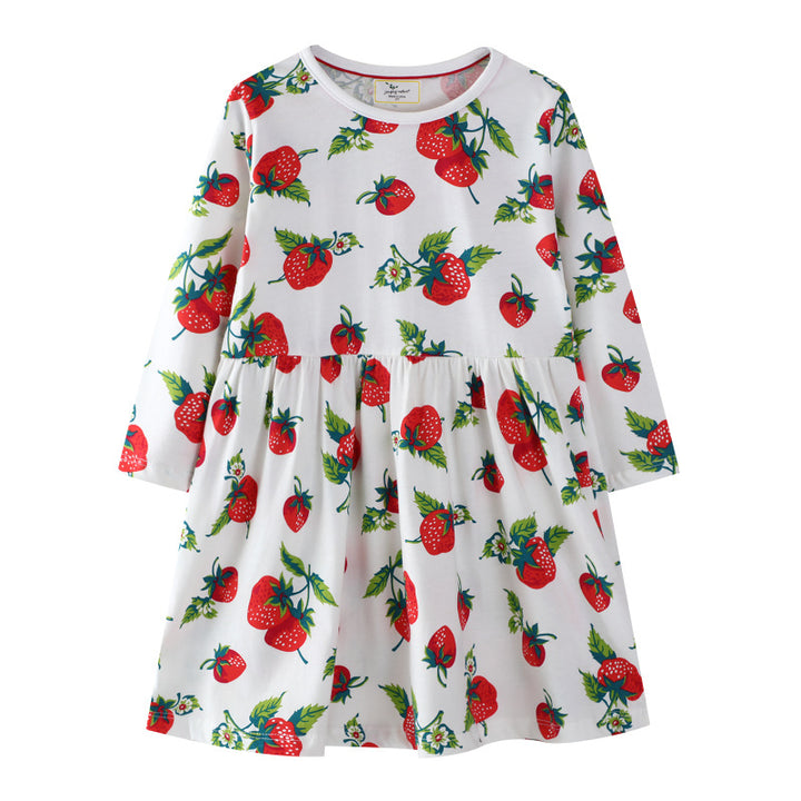 Mädchen Freizeitkleid mit Erdbeer-Muster Drune