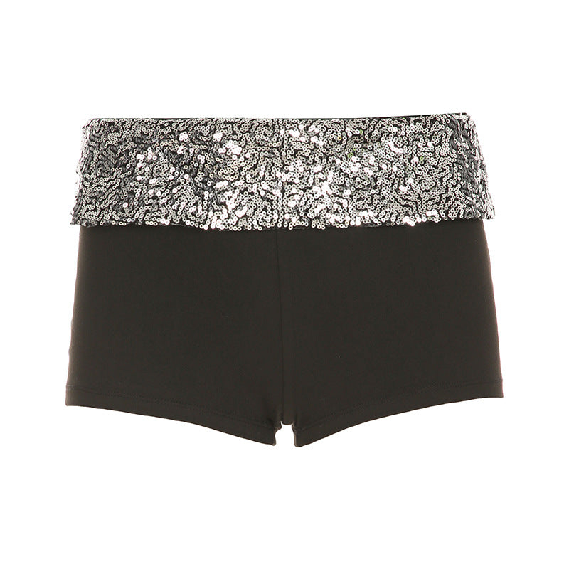 Damen Glitzerndes Minikleid mit Leopardenmuster und Spaghettiträgern Drune