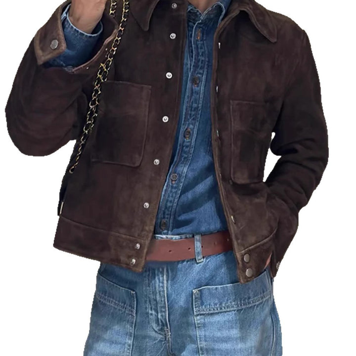 Damen Modische Wildlederjacke mit strukturiertem Design und praktischen Taschen Drune