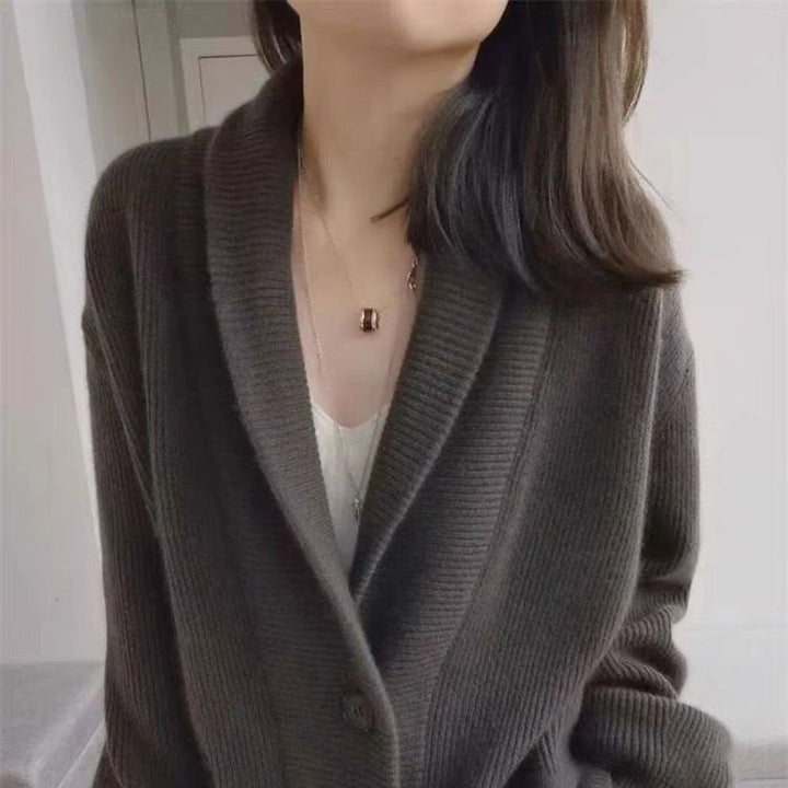 Damen Grobstrickcardigan mit großzügigem Schnitt und klassischem Revers Drune