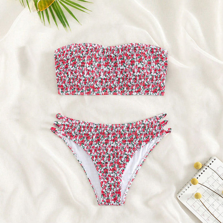 Damen Bandeau-Bikini mit raffinierten Rüschendetails und verstellbaren Trägern Drune