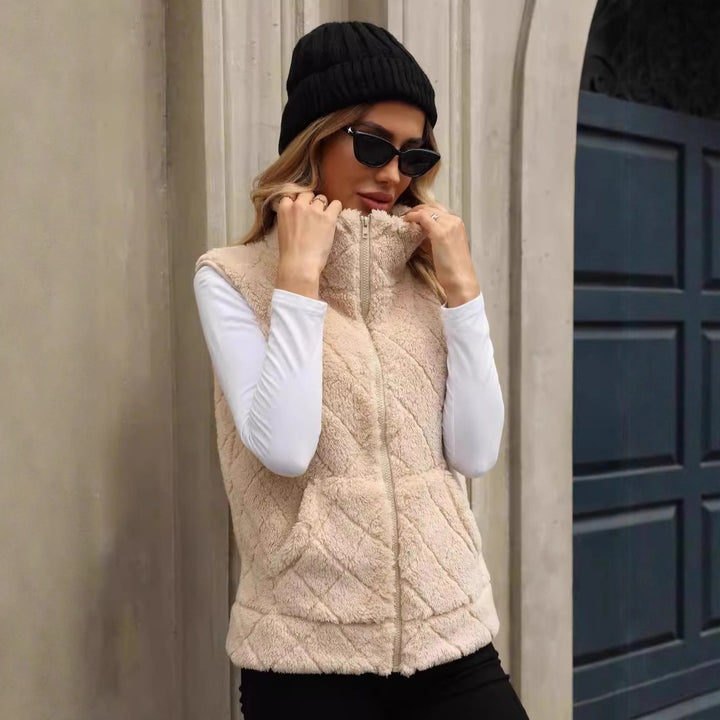 Damen Kuschelige Fleece-Weste mit Kapuze Drune