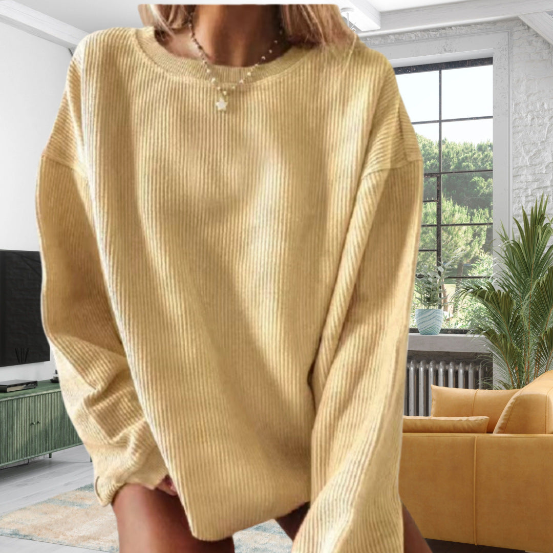 Damen Lässiger Rippstrick-Pullover mit weitem Schnitt Drune