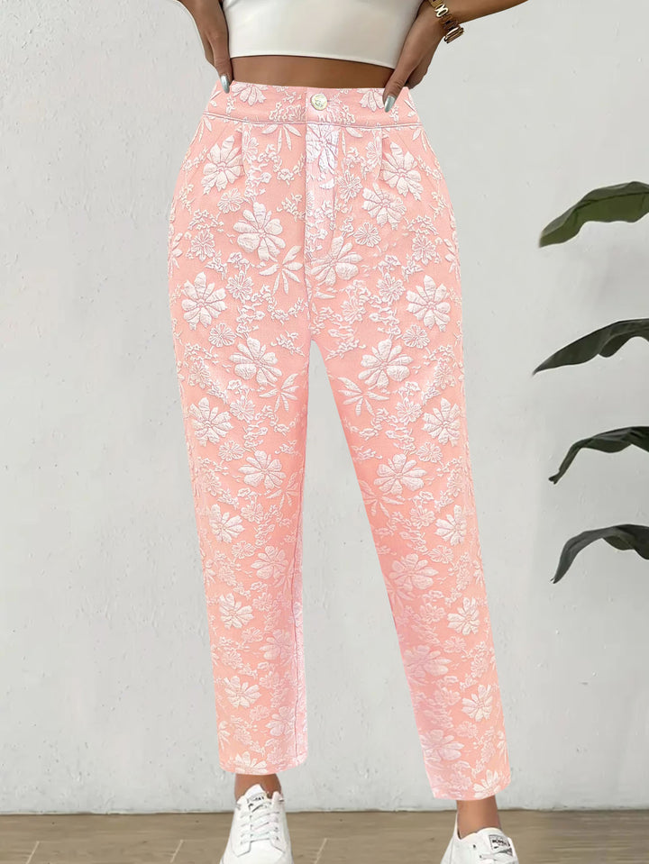 Damen elegante Blumenmuster Hose Drune