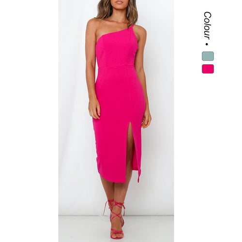 Damen Asymmetrisches Maxikleid mit elegantem Schlitz und tailliertem Schnitt Drune