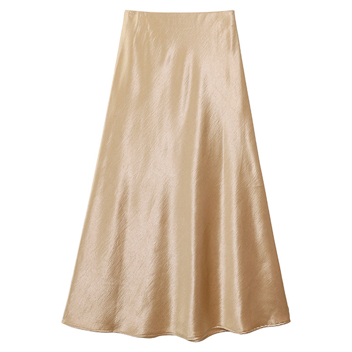 Damen nan schwingender Midirock aus satinierter Viskose mit glattem Taillenbund Drune