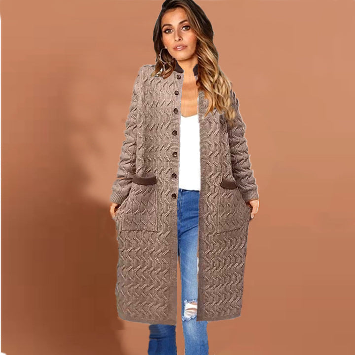 Damen Strickmantel mit modischem Zopfmuster und praktischen Taschen Drune