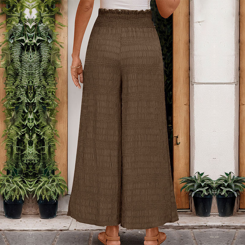 Damen weite Freizeit-Hose mit elastischem Bund und praktischen Kordelzug Drune