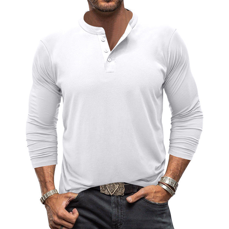 Herren modisches Langarm-Henley-Shirt mit modernem Kragen und praktischen Knopfdetails Drune