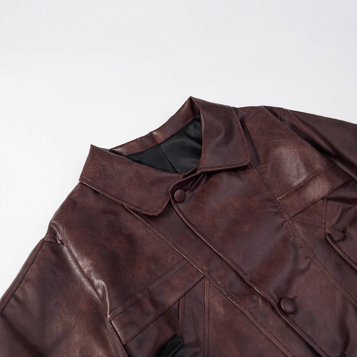 Damen Kurzjacke aus Kunstleder mit strukturiertem Design Drune