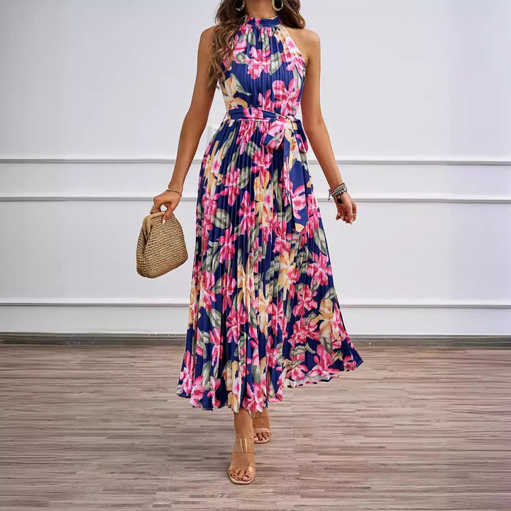 Damen Elegantes Maxikleid mit floralem Design und gerafftem Oberteil Drune