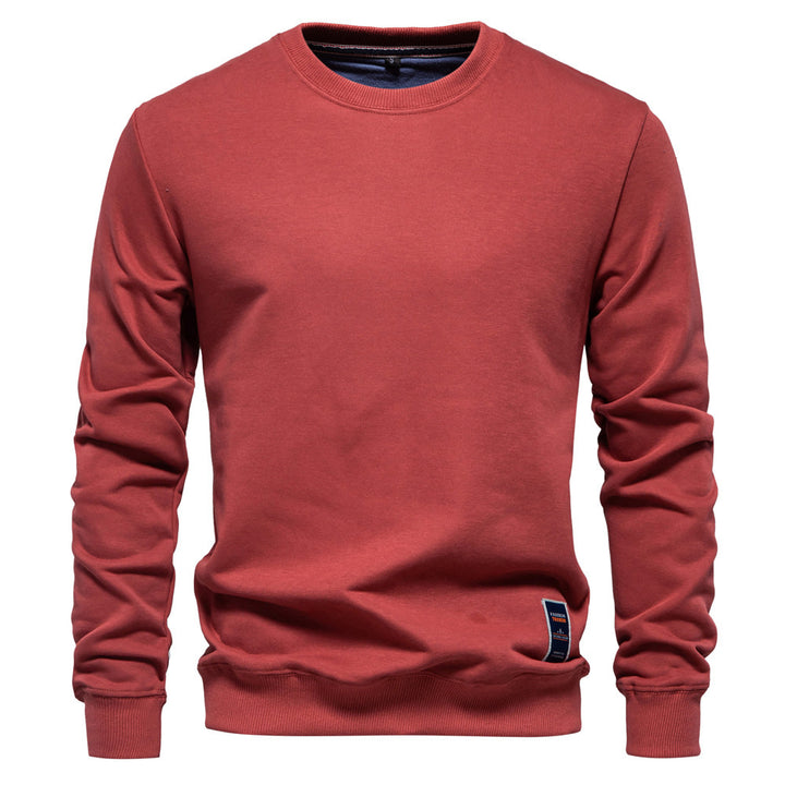 Herren nan klassisches Rundhals-Sweatshirt aus schwerer Baumwollmischung mit angerauter Innenseite und gerippten Bündchen Drune