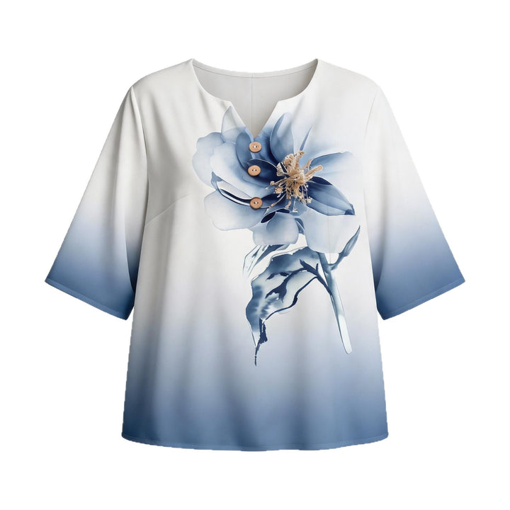 Damen Elegante Bluse mit floralem Design und Knopfleiste Drune