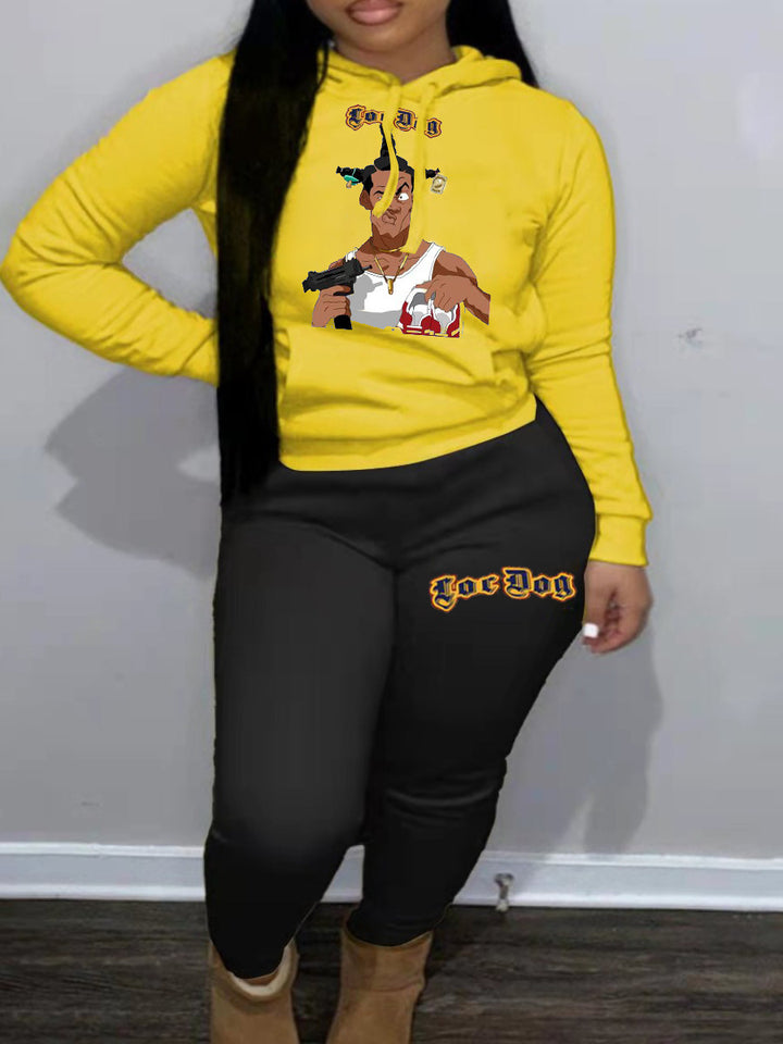 Damen Hoodie und Jogginghose Set mit auffälligem Grafikdesign Drune