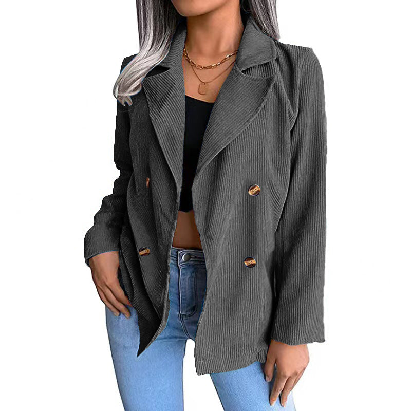 Damen Cord-Jacke mit doppelter Knopfleiste und modernem Schnitt Drune