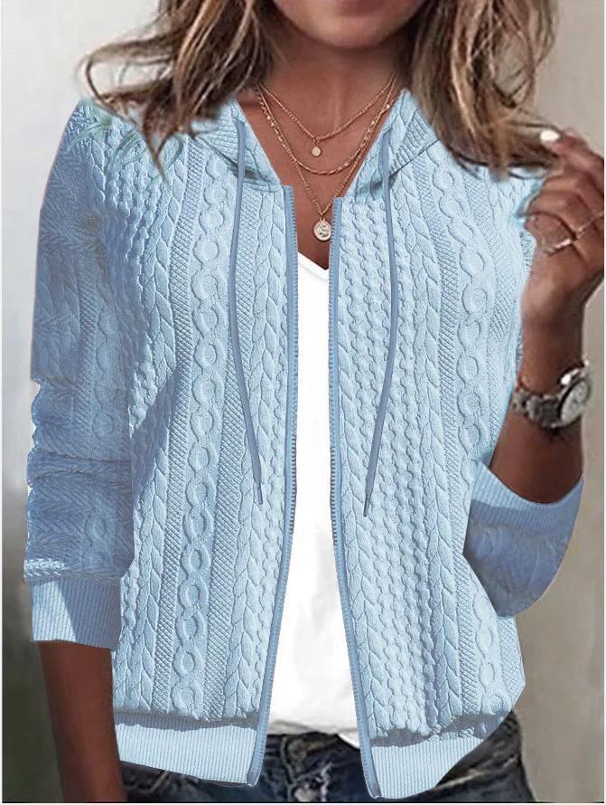 Damen Strickstruktur Zip-Up Hoodie Drune