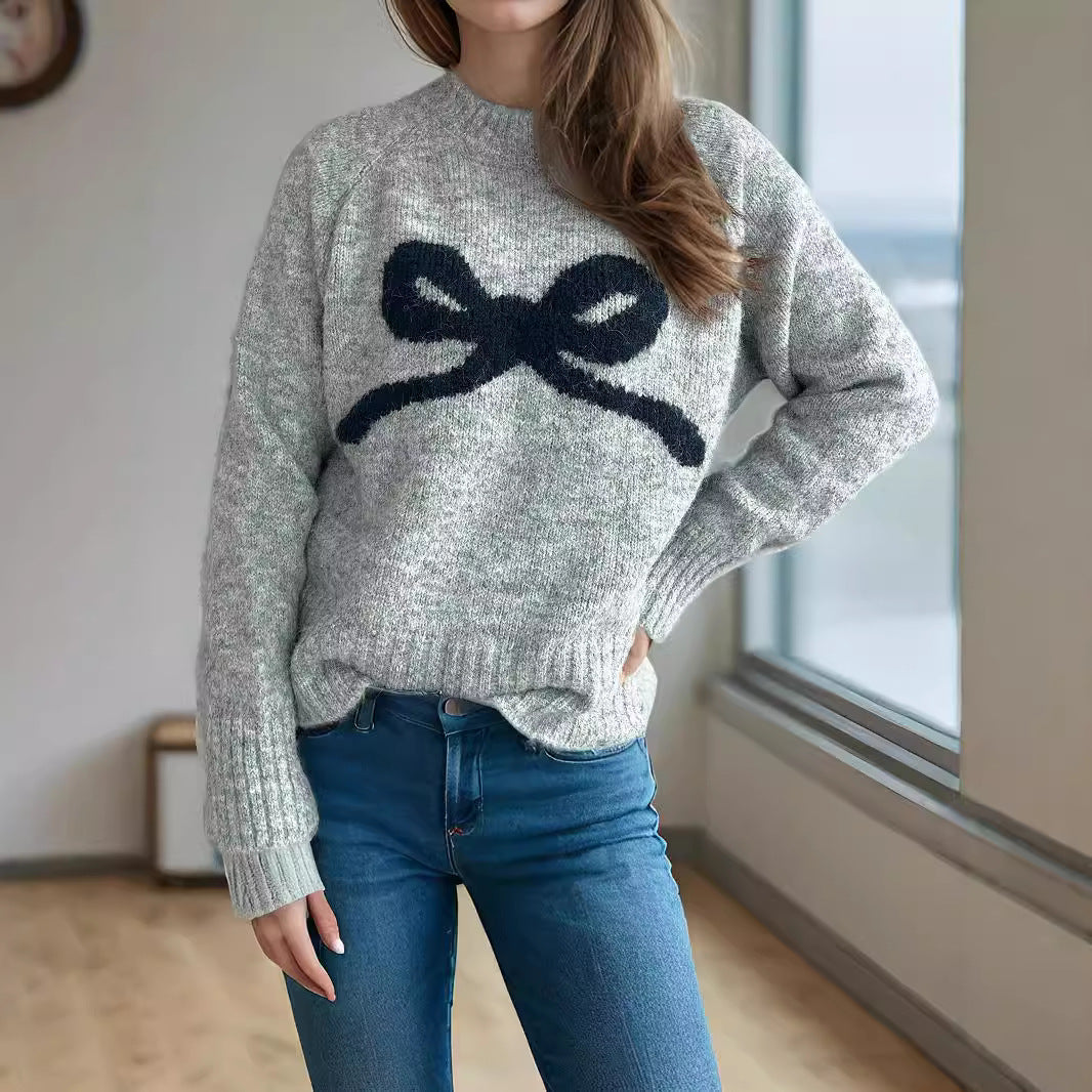 Damen kuscheliger Pullover mit Schleifenmotiv Drune