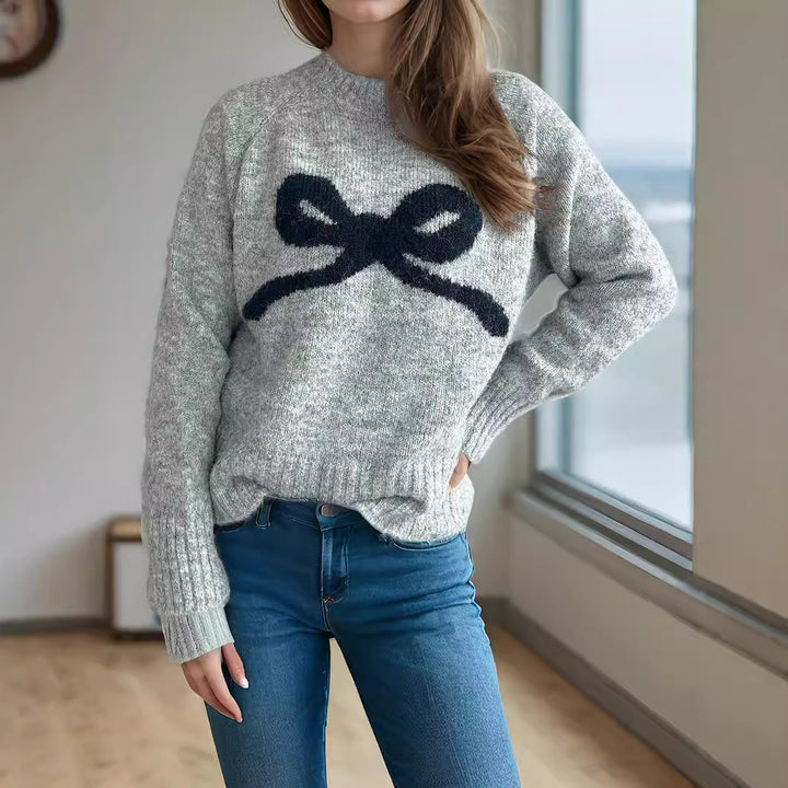 Damen kuscheliger Pullover mit Schleifenmotiv Drune