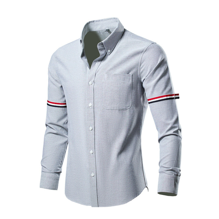 Herren nan tailliertes Oxford-Businesshemd mit Button-Down-Kragen, Brusttasche und markantem Armband-Detail Drune