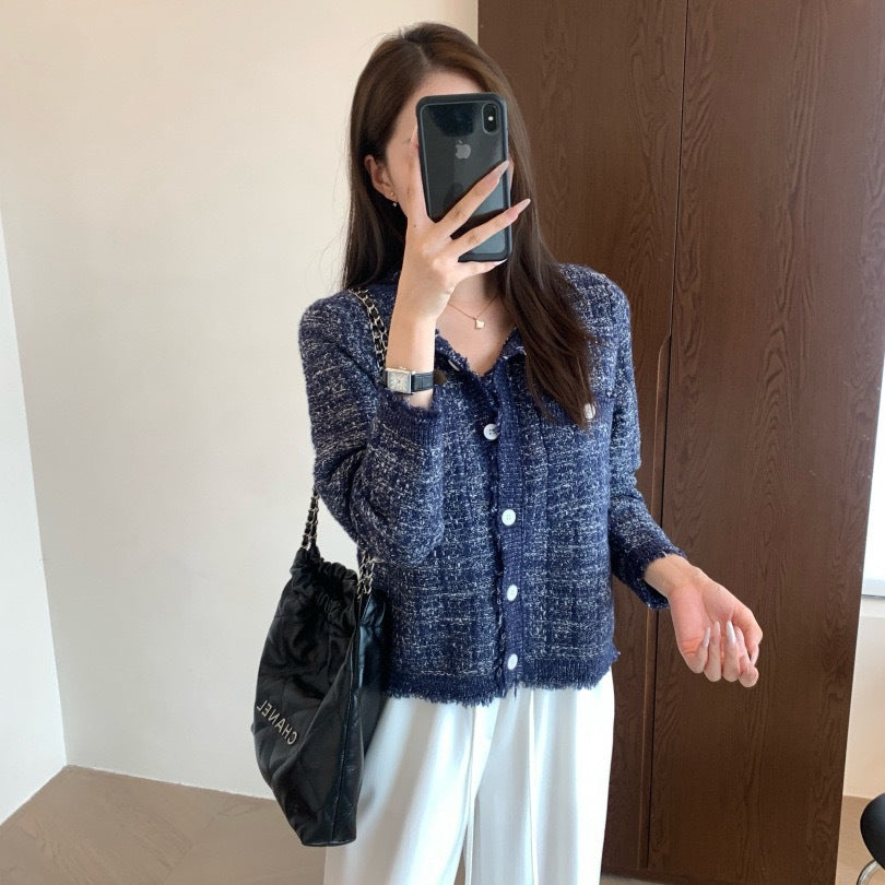 Damen Strickjacke mit durchgehendem Knopfverschluss und elegantem Design Drune