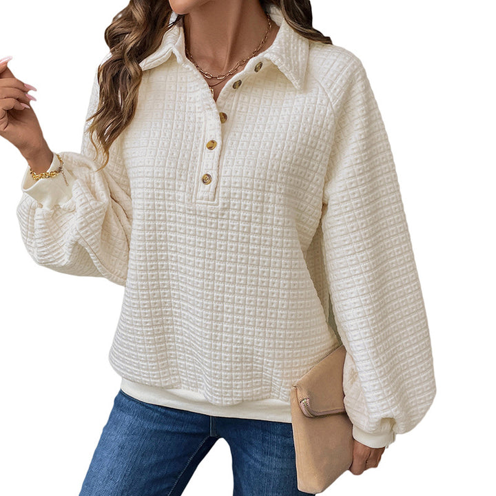 Damen Casual Overshirt mit Knopfdetail und strukturiertem Waffelmuster Drune