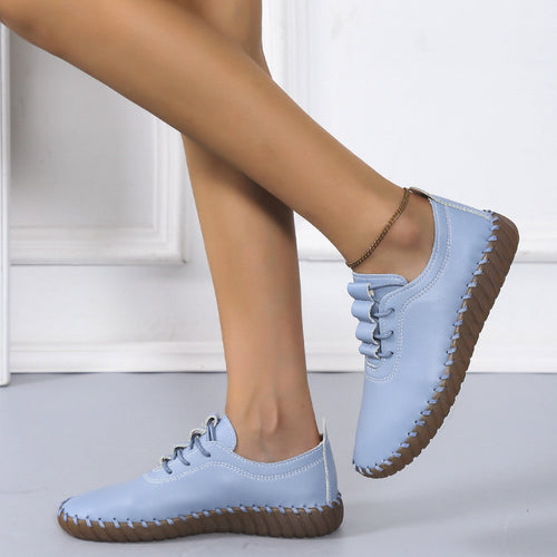 Damen handgenähter Komfort-Sneaker mit elastischer Schnürung und profilierter Kautschuksohle Drune