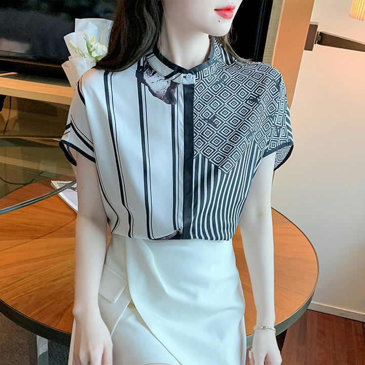 Damen Modische Bluse mit grafischem Muster und eleganten Details Drune