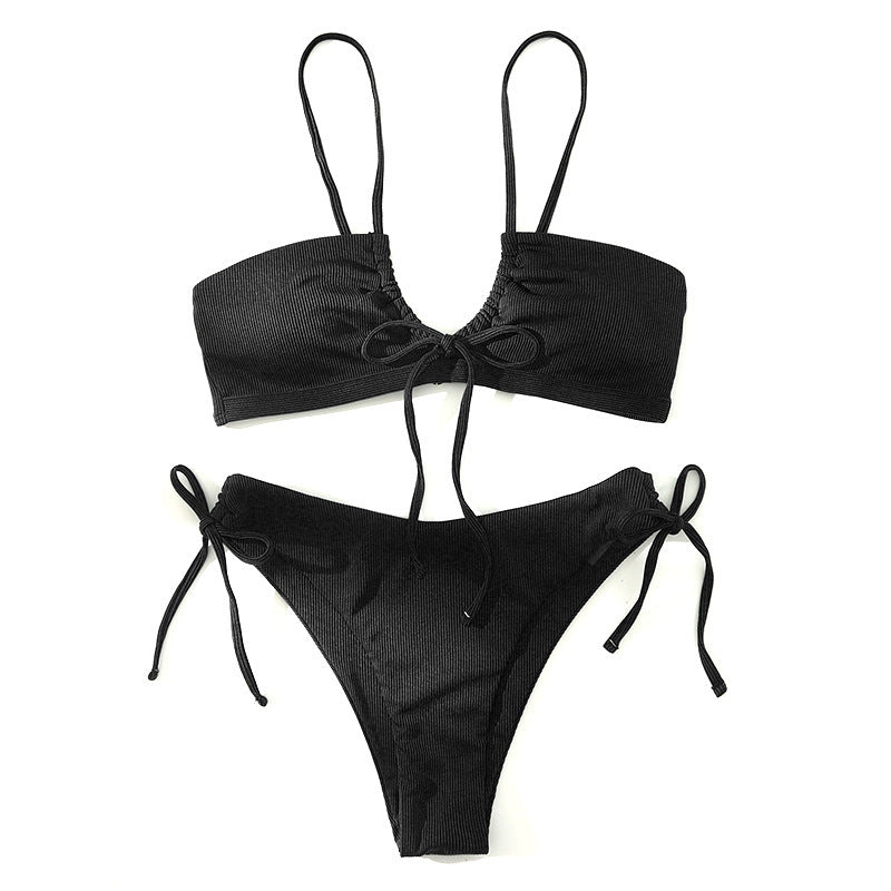 Damen Triangel-Bikini mit verstellbaren Bindebändern und elegantem Rüschendesign Drune