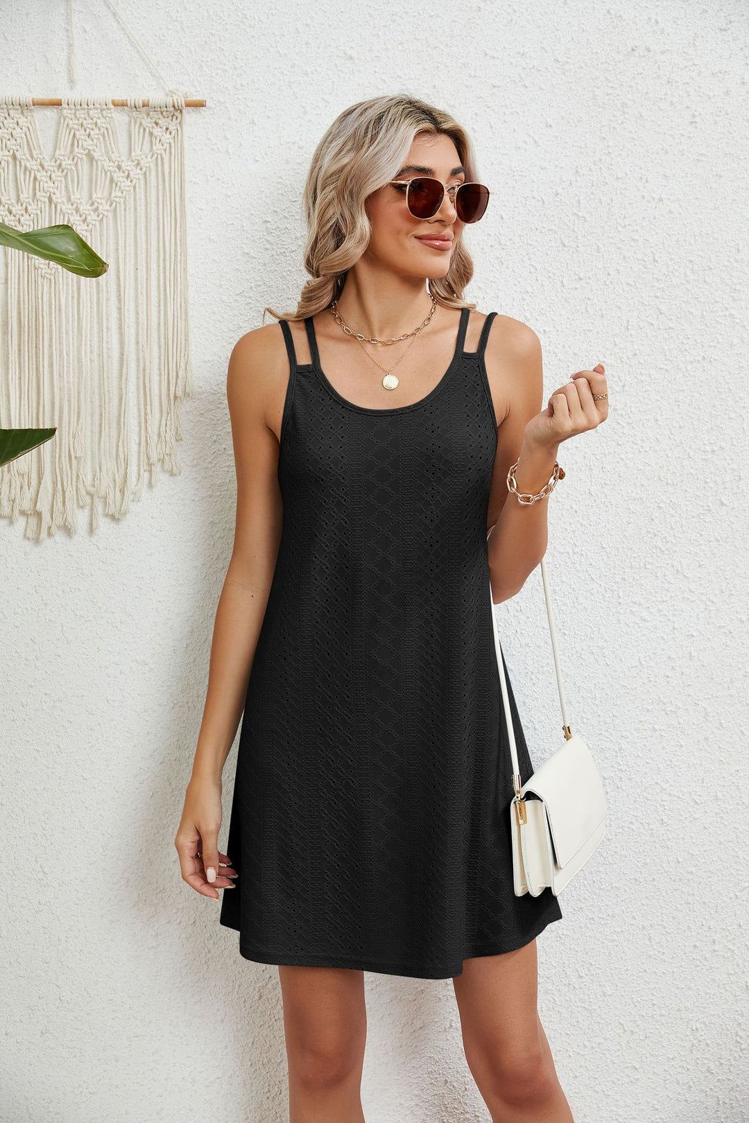 Damen luftiges Sommerkleid mit verstellbaren Trägern Drune