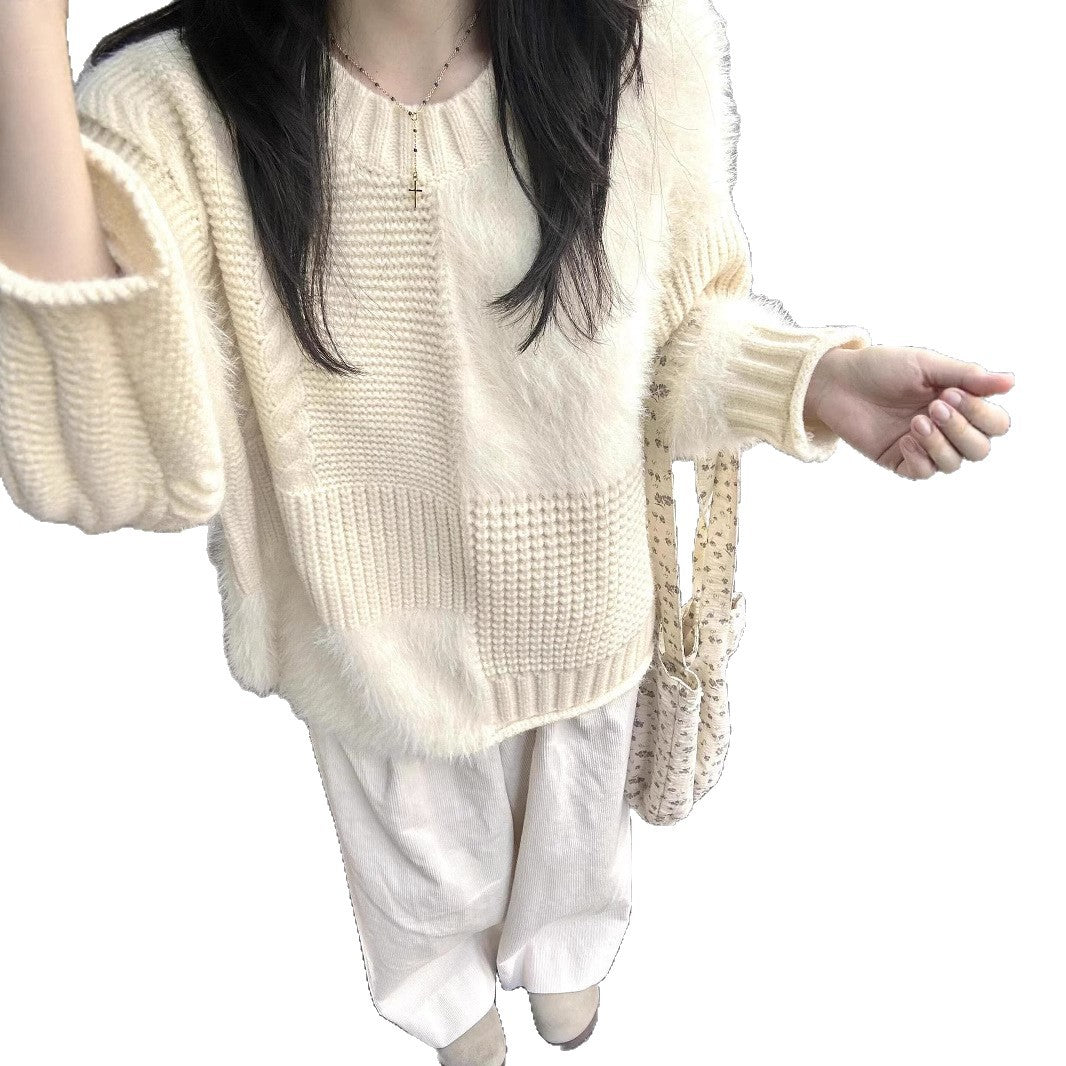 Damen Grobstrickpullover mit variierenden Texturen Drune