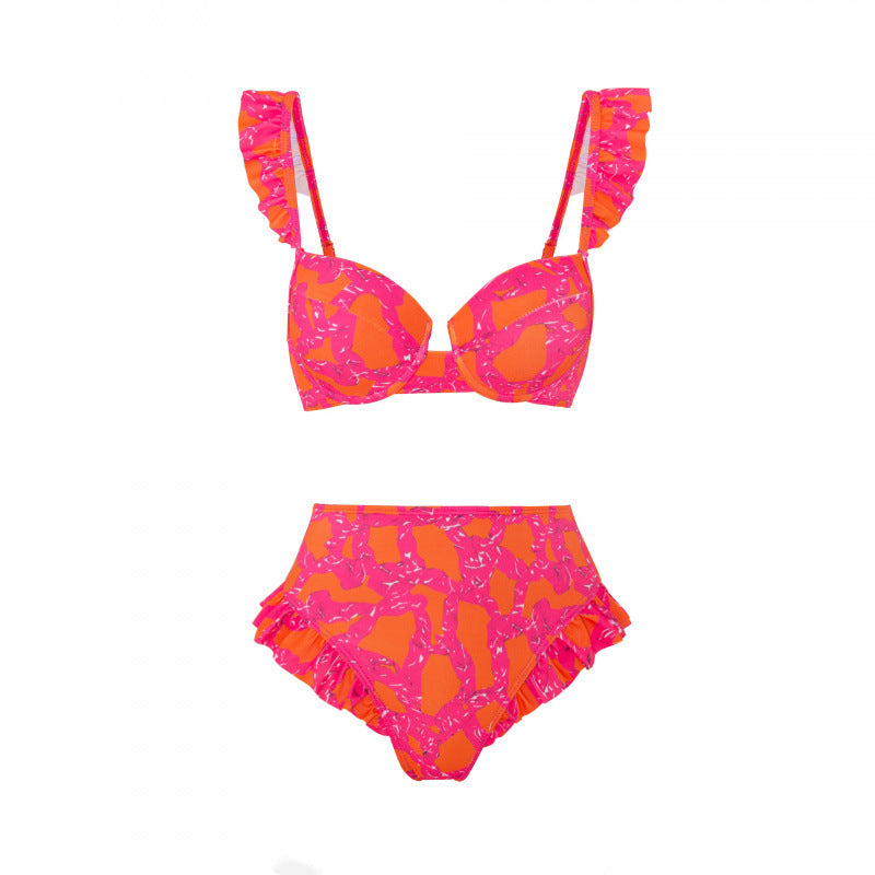 Damen Bikini-Set mit eleganter Rüschendetailierung und stylischem Überrock Drune