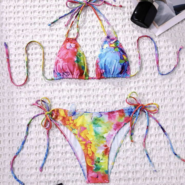 Damen Triangel-Bikini mit verspieltem Blumendetail Drune