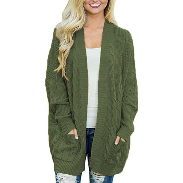 Damen Grobstrick Cardigan mit tiefen Taschen und eleganter Struktur Drune