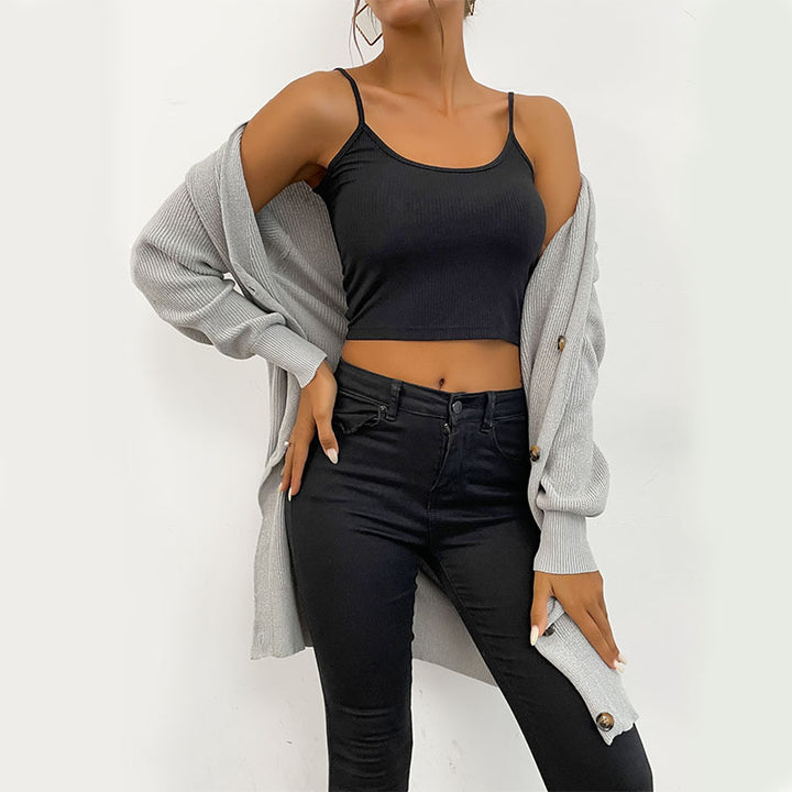 Damen Strickjacke mit durchgehender Knopfleiste und modernem Design Drune