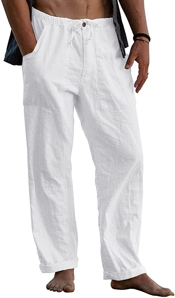 Herren nan leichte Leinenhose mit elastischem Bund und geradem Schnitt Drune