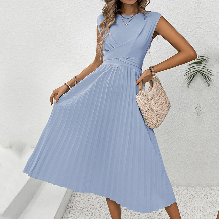 Damen Plissiertes Maxikleid mit elegantem Wickelausschnitt Drune