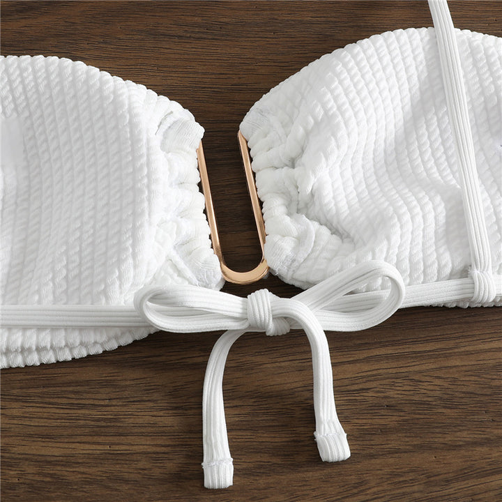 Damen Bikini-Set mit gerafftem Oberteil und hochtaillierten Höschen Drune