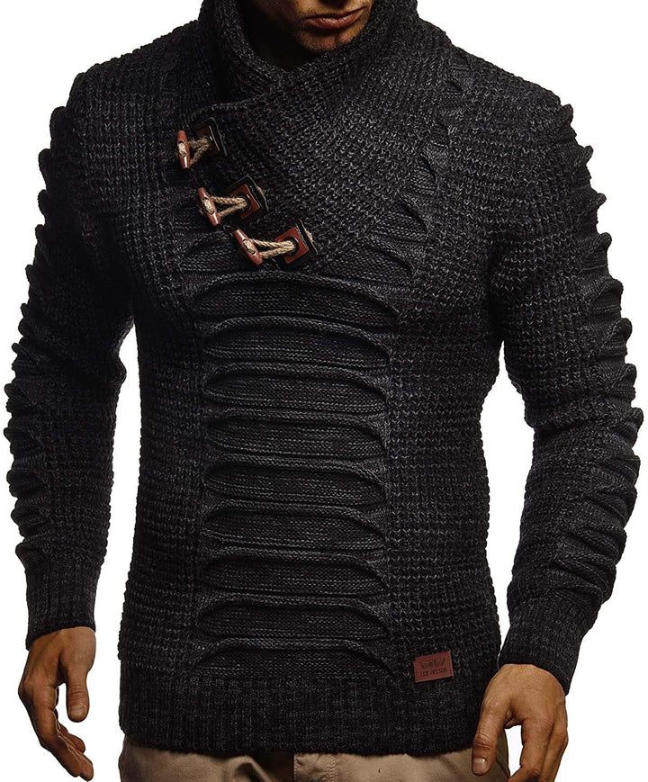 Herren Grobstrickpullover mit innovativem Schalkragen und rustikalem Design Drune