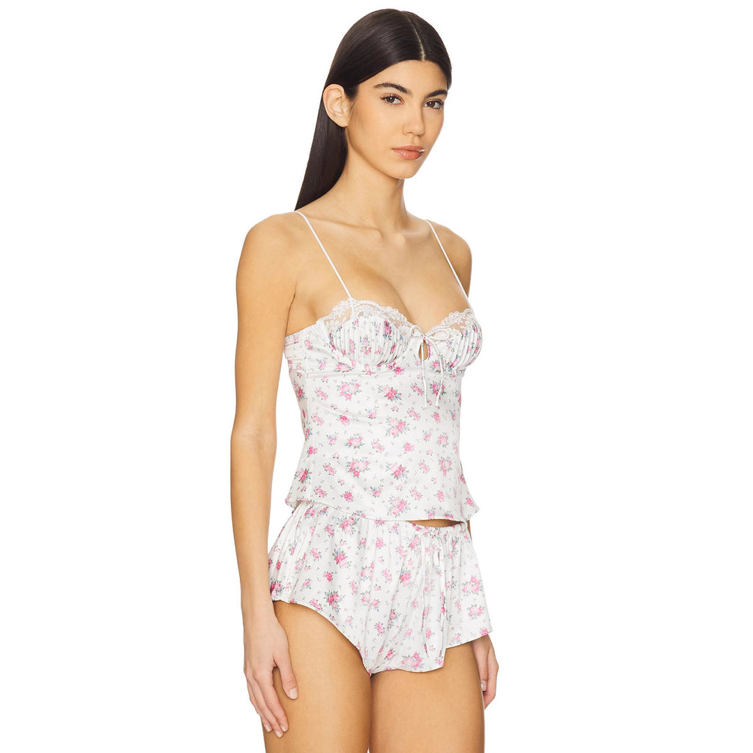 Damen Schlafset mit floralem Design und feinen Spaghettiträgern Drune