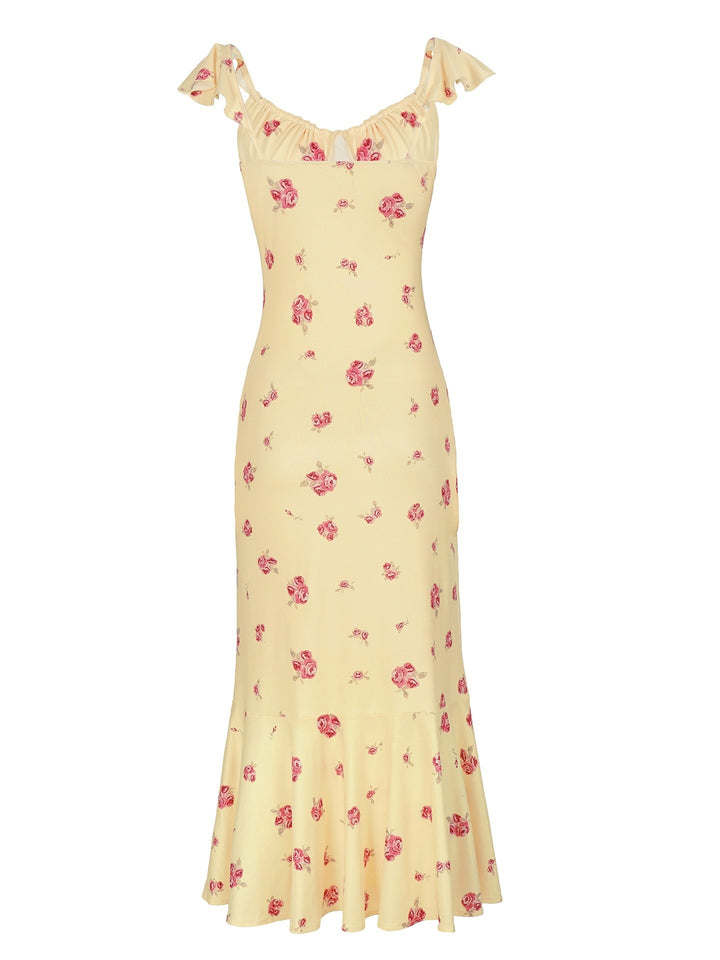 Damen Maxikleid mit floralen Rüschen und elegantem Schnitt Drune