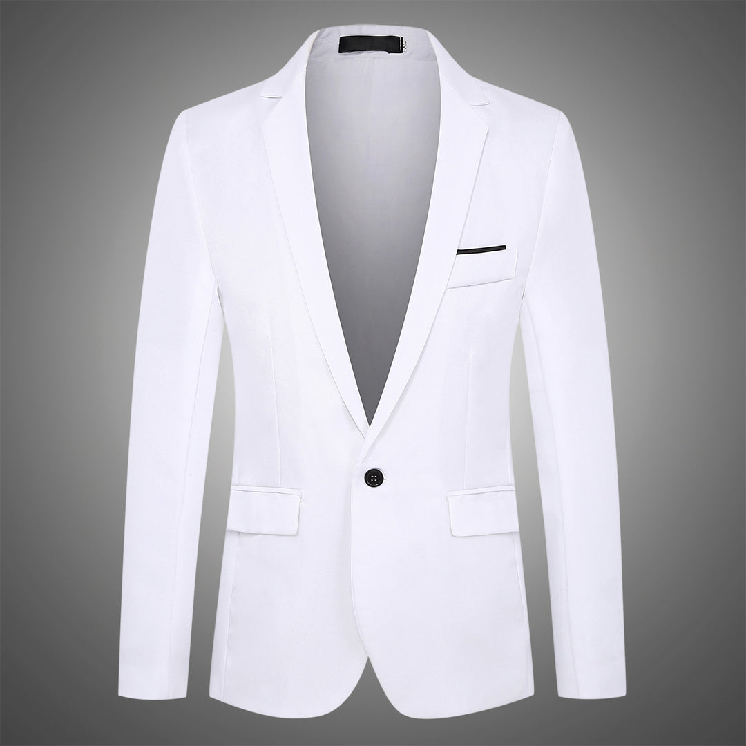 Herren nan tailliertes Satin-Sakko mit schmaler Silhouette, Notch-Revers und dekorativer Brustpaspel Drune