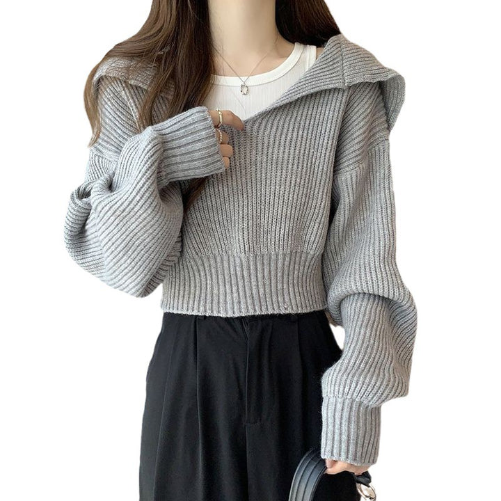 Damen kuscheliger V-Pullover mit Kapuze und Oversized-Schnitt Drune